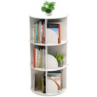 3 Tier 360° Rotating Stackable Shelves Bookshelf Organizer (White)